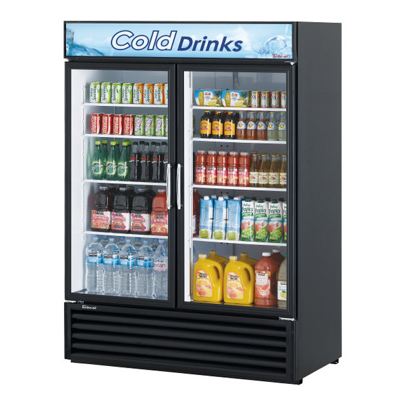 Turbo Air TGM-50RSB-N Glass Merchandiser Refrigerator, 2 Sections, Black Cabinet