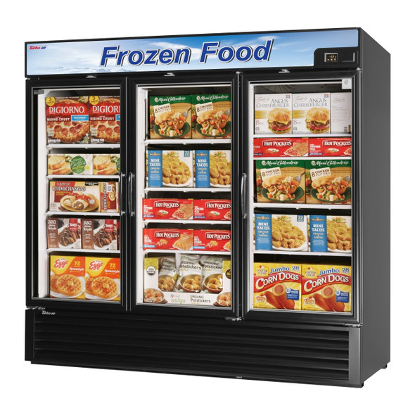 Turbo Air TGF-72FB-N Glass Merchandiser Freezer, 3 Sections, Black Cabinet