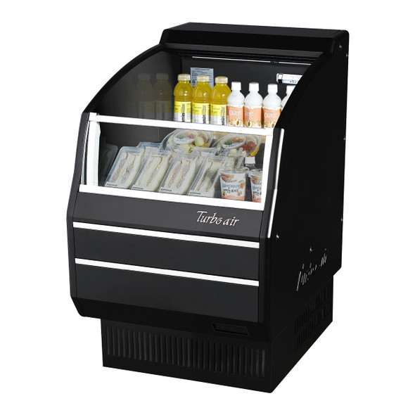 Turbo Air TOM-30SB-SP-N 28" Horizontal Open Display Merchandiser - Slim Line Solid Side Panel, Black
