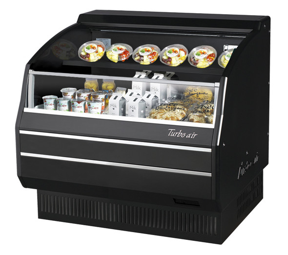 Turbo Air TOM-40LB-SP-N 39" Horizontal Open Display Merchandiser - Low Profile, Solid Side Panel, Black