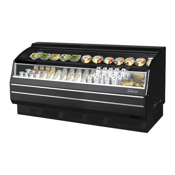 Turbo Air TOM-75LB-SP-A-N 75" Horizontal Open Display Merchandiser - Low Profile, Solid Side Panel, Black Ext.& Int.
