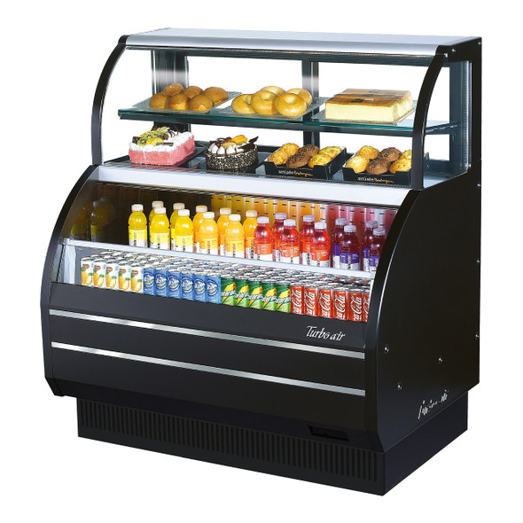 Turbo Air TOM-W-50SB-N 50" Combination w/ Refrigerated Top Case  Open Display Merchandiser - Black