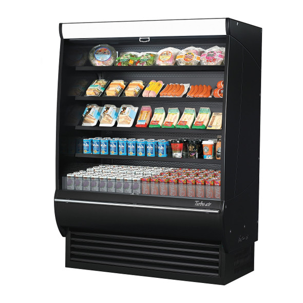 Turbo Air TOM-60DXB-SP-A-N 60" Extra Deep Open Display Merchandiser - Solid Side Panel, Black