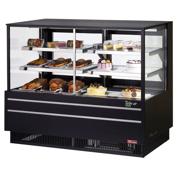 Turbo Air TCGB-60UF-CO-B-N 60" Combo Bakery Case - European Straight Front Glass - Black