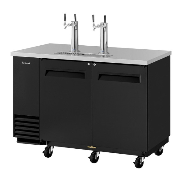 Turbo Air TBD-2SB-N6 58.75" (2) Double Tap Kegerator Beer Dispenser - Black Vinyl, (2) 1/2 Keg Capacity