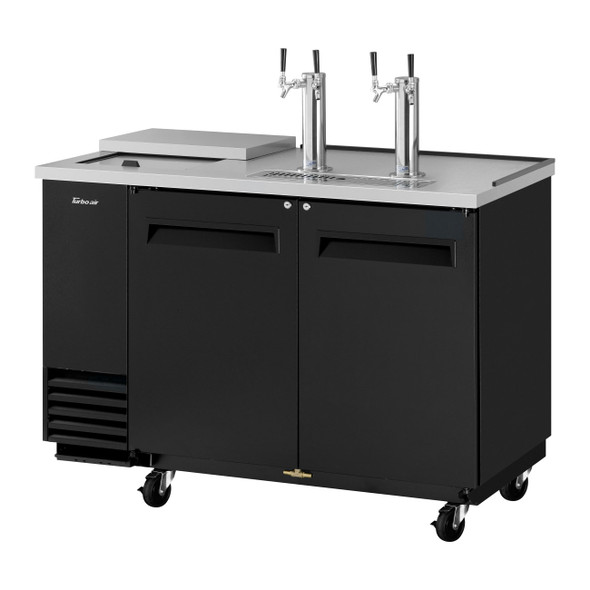 Turbo Air TCB-2SB-N6 59" (2) Double Tap Club Top Beer Dispenser - Black Vinyl, (2) 1/2 Keg Capacity