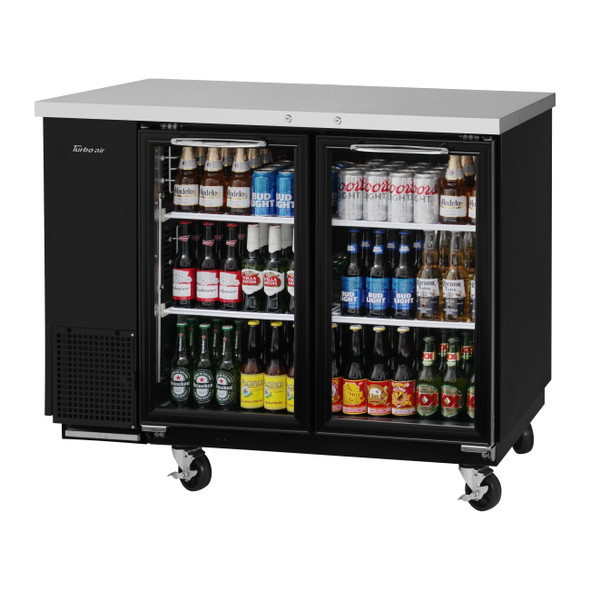 Turbo Air TBB-24-48SG-N 49" Back Bar Cooler, Shallow Depth, 2 Glass Door, Black Vinyl Ext.