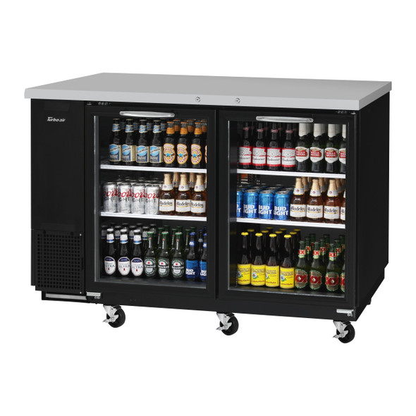 Turbo Air TBB-24-60SG-N 61" Back Bar Cooler, Shallow Depth, 2 Glass Door, Black Vinyl Ext.