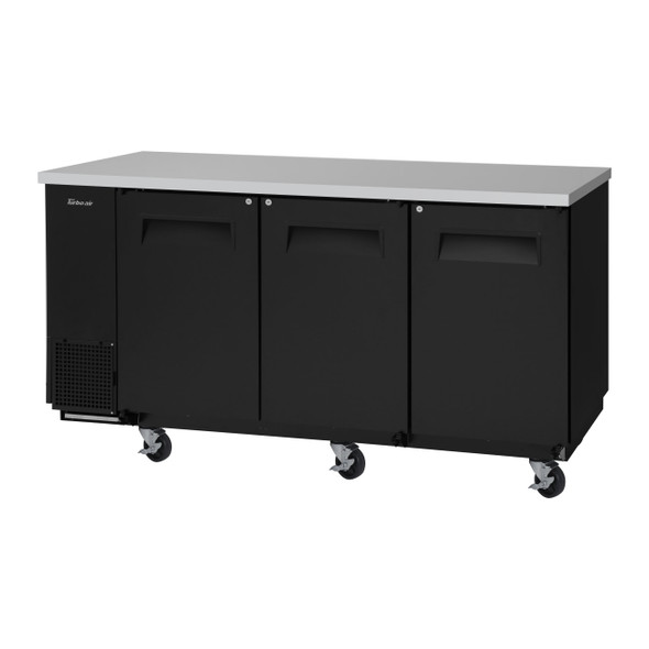 Turbo Air TBB-24-72SB-N6 73" Back Bar Cooler, Shallow Depth, 3 Door, Black Vinyl Ext.