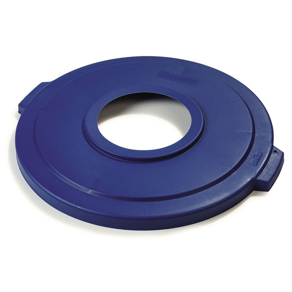 Carlisle 341033REC14 Round Recycling Can Lid with 8" Hole, 32 Gallon, Blue