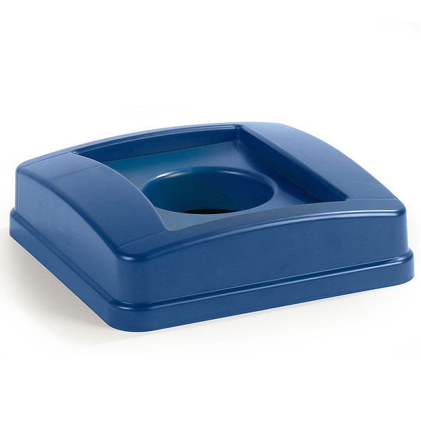 Carlisle 343527REC14 Recycling Can Lid, 23 Gal, Square w/8" Hole, Blue, NSF