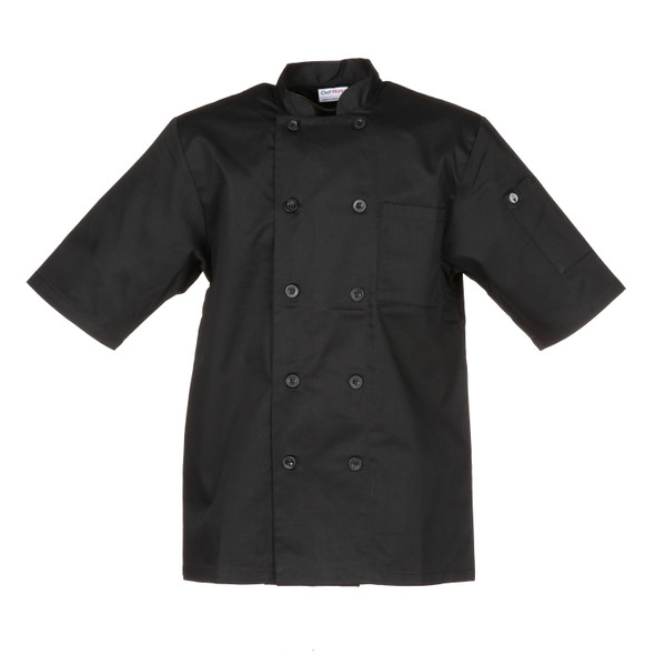 Chef Works BLSSBLKXL Chambery Chef Coat, Black, X-Large, Short Sleeve