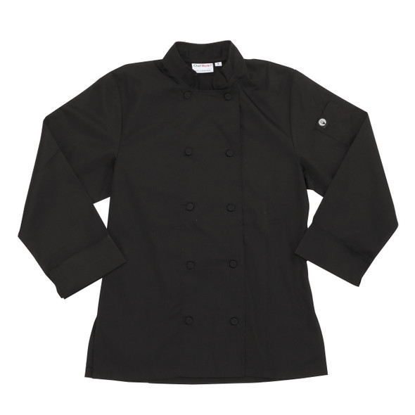 Chef Works LWLJ-BLK-M Light Weight Lady Chef Jacket, Black - M