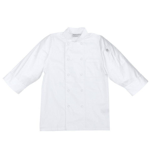 Chef Works JLCL-WHT-M 3/4 Light Weight Chef Coat, White - Medium