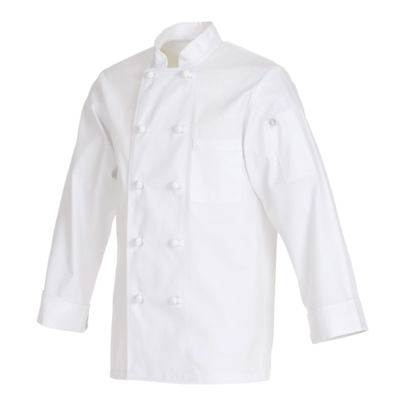 Chef Works PKWC-WHT-M Bordeaux Chef Coat Poly/Cotton (Cloth Knot) - M