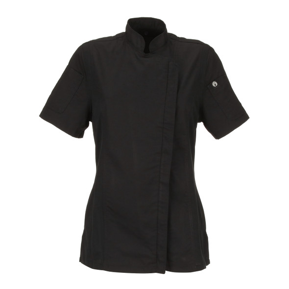 Chef Works BCWSZ006BLK2XL Springfield Womens Chef Coat, Black, 2X-Large, Short Sleeves