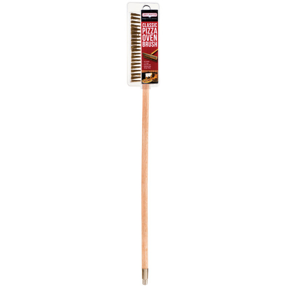 CHEFMASTER 90041 Pizza Oven Brush with Scraper, 42" Handle, Brass Bristle