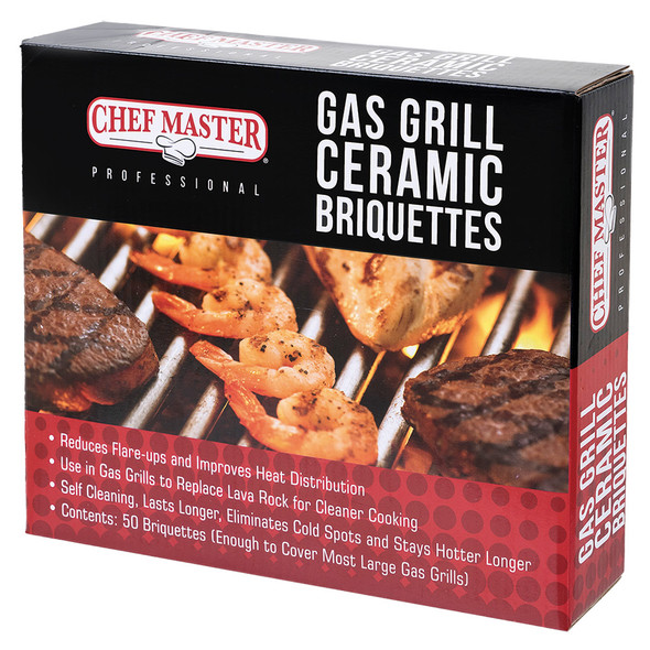 CHEFMASTER 05004CM Gas Grill Ceramic Briquettes, Self-Cleaning, 50 Pcs/Box