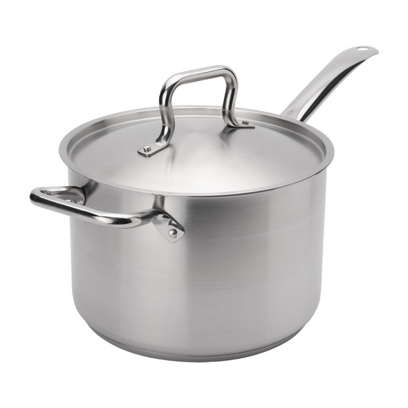 Browne 5734037 Elements Stainless Steel Sauce Pan & Lid, 7.6 Qt.