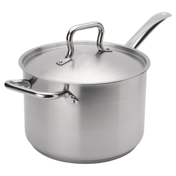 Browne 5734040 Elements Stainless Steel Sauce Pan & Lid, 10 Qt.