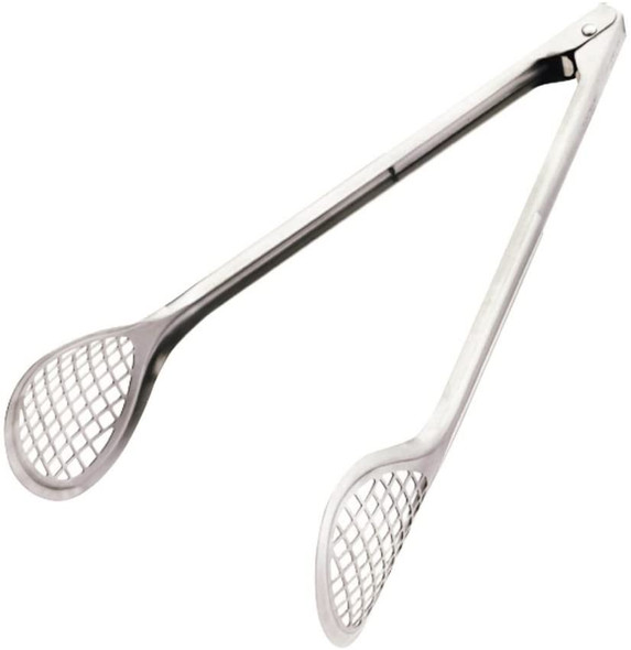 Browne 57599 Stainless Steel Grill/Fry Tongs, 12", Wide