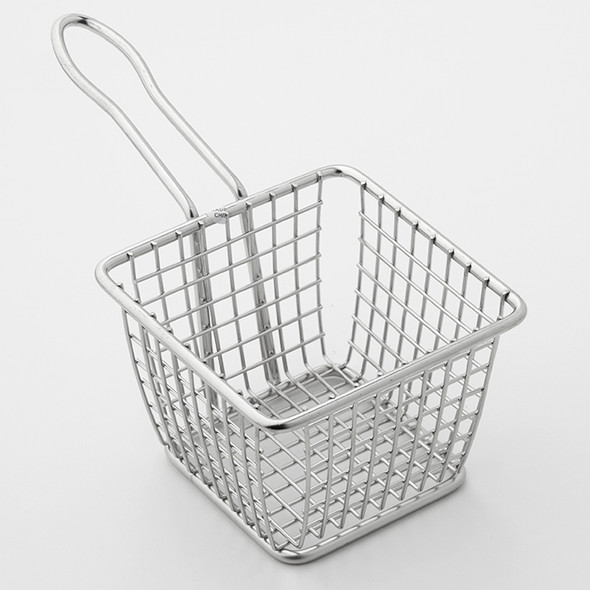 American Metalcraft FRYS443 Stainless Steel Square Serving Fry Basket, 4" x 4" x 3"
