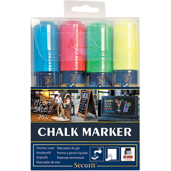 American Metalcraft SMA720V4 Chalk Marker, Assorted Colors, Big Tip (4 Per Pack)
