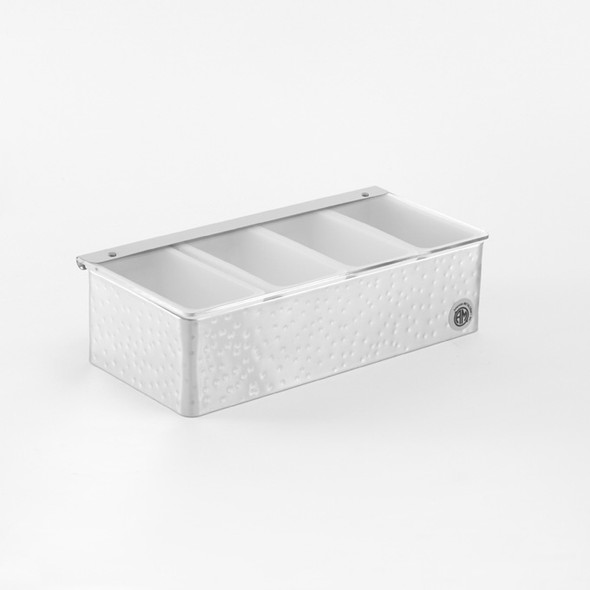 American Metalcraft HMCD4 Condiment Dispenser, 4 Compartment, Hammered Stainless