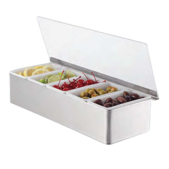 American Metalcraft CD5 Condiment Dispenser, 5 Compartment, Satin Stainless