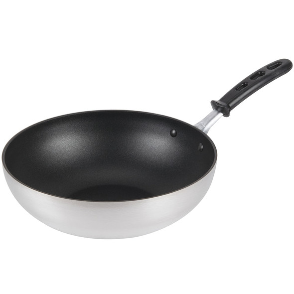 Vollrath 68120 11" Aluminum Stir-Fry Pan with SteelCoat Non-stick Coating and TriVent Silicone Handle