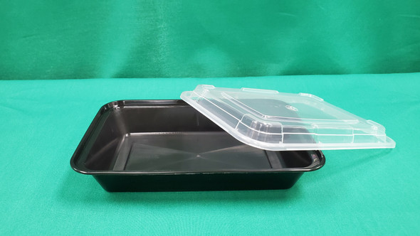Plastic Container & Lid, 28oz, 8"x6", Black (150/cs)