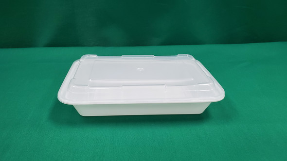 PLASTIK SR-868W Plastic Container & Lid, 28oz, 8"x6", White (150/cs)