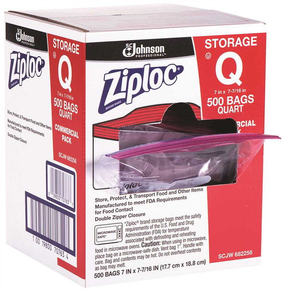 SC Johnson 682256 Ziploc Storage Bags, 1 Qt. Size - 500/Case