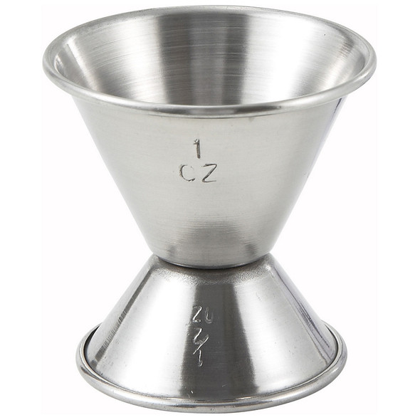 Winco J-1 Stainless Steel Jigger, 1/2 oz. x 1 oz.