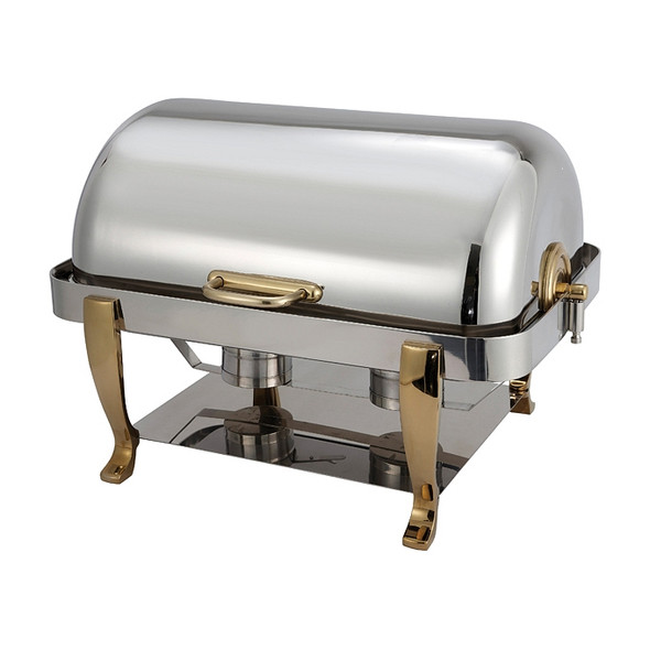 Winco 108A Vintage Chafer, 8 QT, Full Size, Oblong, Gold Accent