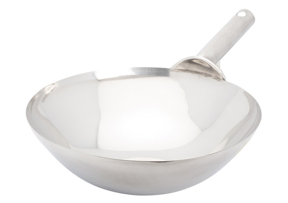 Winco WOK-14W Stainless Steel Wok, 14", Welded-On Single Handle