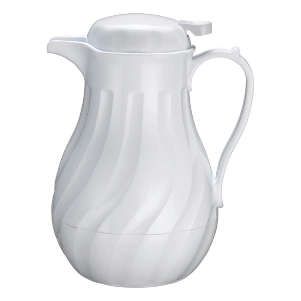 Winco VSW-20W Beverage Server, 20 oz, Plastic, Swirl Design, White