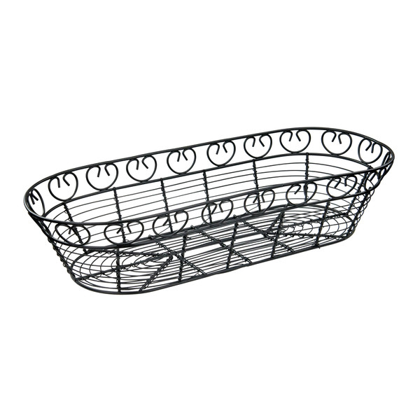 Winco WBKG-15 Bread/Fruit Basket, Oblong, 15" x 6-1/2" x 3"H, Black