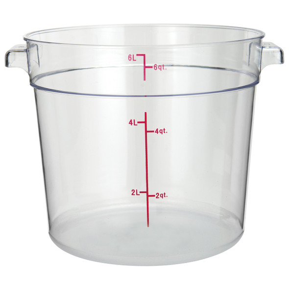 Winco PCRC-6 Round Food Storage Container, 6 qt, Clear Polycarbonate