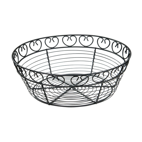 Winco WBKG-10R 10" Round Black Wire Bread/Fruit Basket