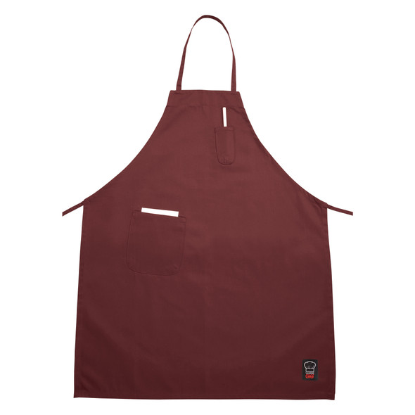 Winco BA-PBG Bib Apron, 31" x 26", with (2) pockets, Burgundy