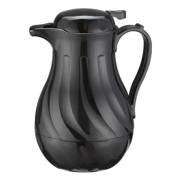 Winco VSW-42K Beverage Server, 42 oz, Plastic, Swirl Design, Black
