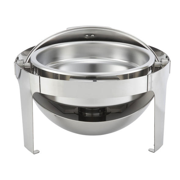 Winco 602 Madison 6 Quart Round Chafer, Roll-Top, Stainless Steel