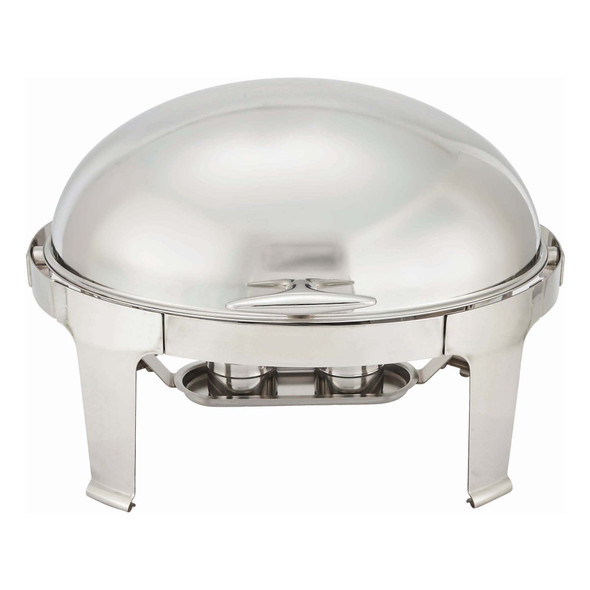 Winco 603 Madison 8 Quart Oval Chafer, Roll-Top, Stainless Steel