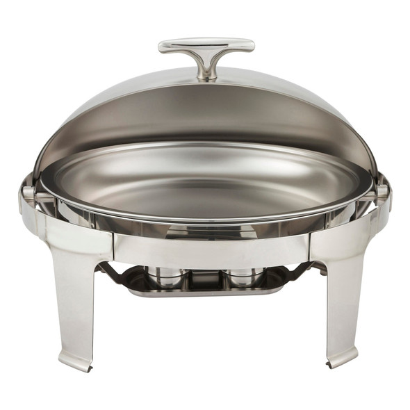 Winco 603 Madison 8 Quart Oval Chafer, Roll-Top, Stainless Steel