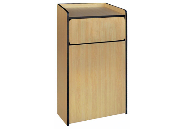 Winco WR-35 Garbage Cabinet, Natural Wood, Tray Top Design