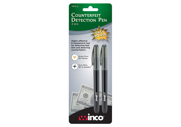 Winco PPM-2 Counterfeit Detection Pen, Black (2/Pack)