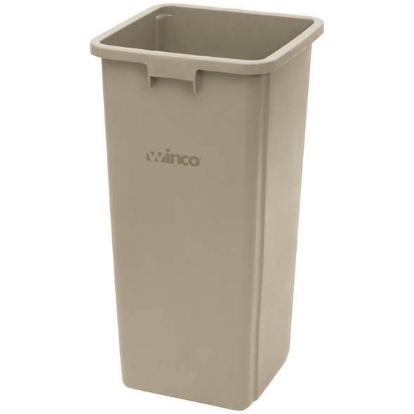 Winco PTCS-23BE Trash Can, 23 gallon, Square, Tall, Beige