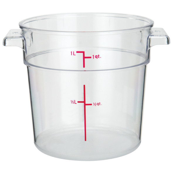 Winco PCRC-1 Round Food Storage Container, 1 qt, Clear Polycarbonate