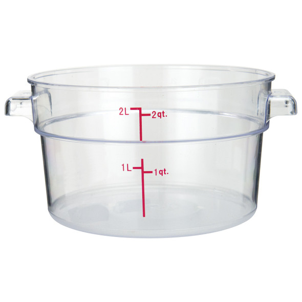 Winco PCRC-2 Round Food Storage Container, 2 qt, Clear Polycarbonate